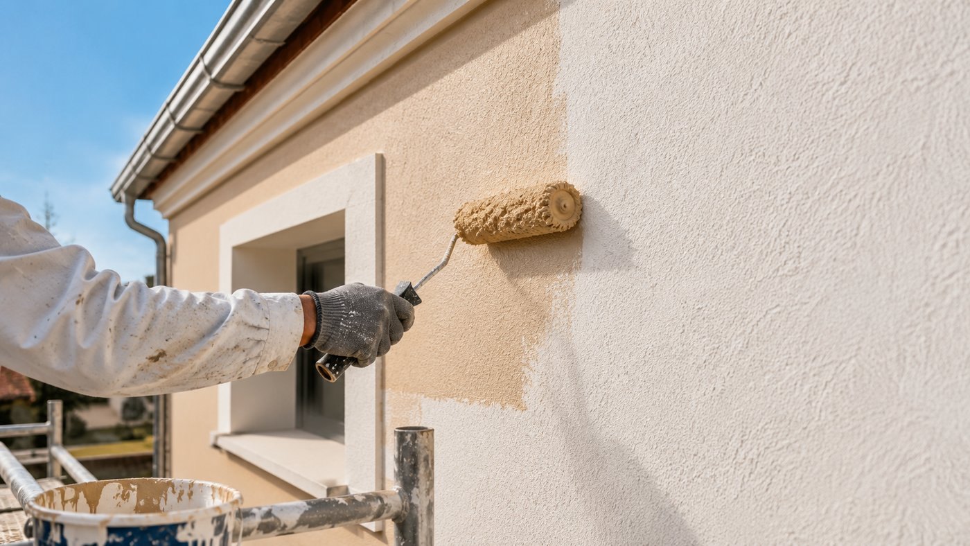Application d'un enduit de façade